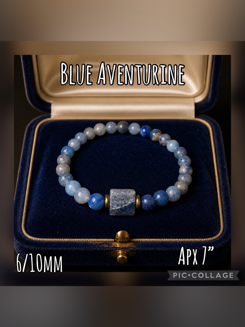 Blue Aventurine Crystal Beaded Bracelet - 6/10mm